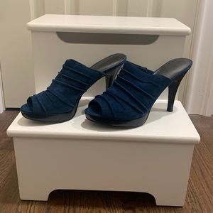 Suede slip on 4” high heel